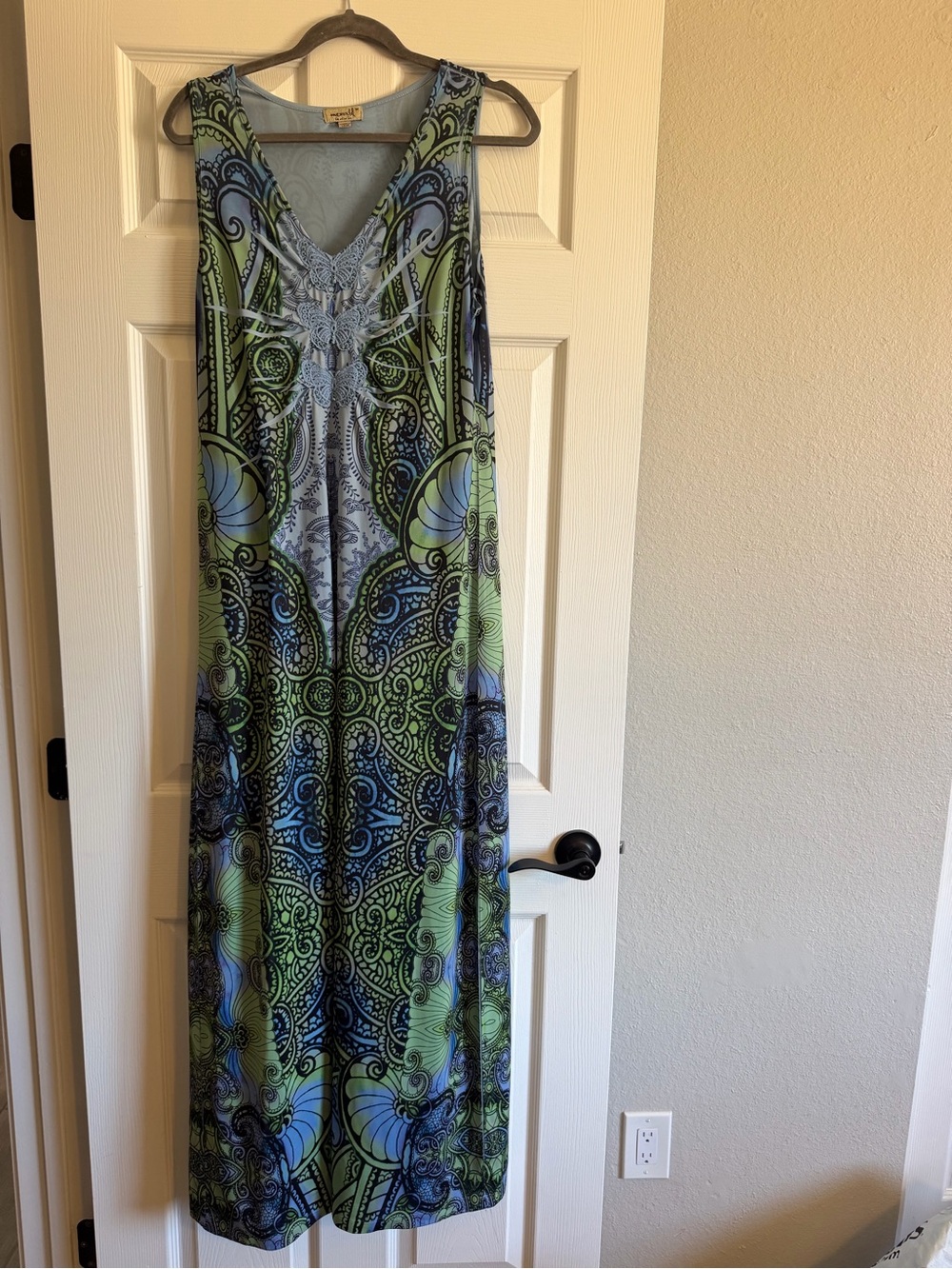 One World Crochet Embellished Butterly Boho Maxi Dress